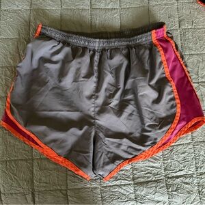 Gray Athletic Shorts with Pink and Orange Trim